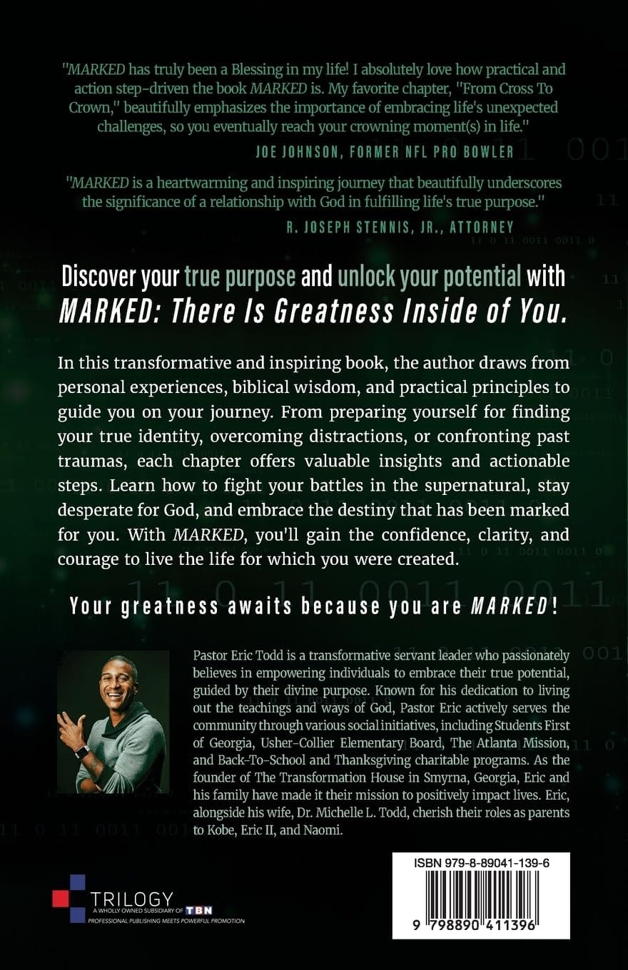 Back cover of "Marked" book